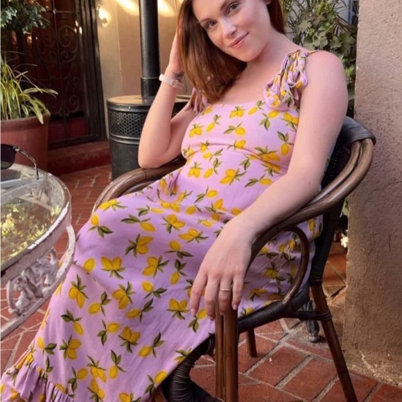 Yumi Kim Rosa lemon print smocked maxi dress maternity 20455 - Picture 3 of 13